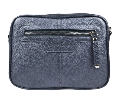 Кожаная женская сумка Melotta shiny grey (арт. 8017-40)