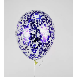 Шары с конфетти фиолетовые металлик (квадраты)