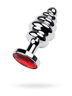 717022-S Анальная втулка Metal by TOYFA, металл, серебряная, с кристаллом, 7 см, Ø 3 см, 55