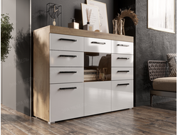 КОМОД БАСТОН (Дуб вотан/Белый глянец)