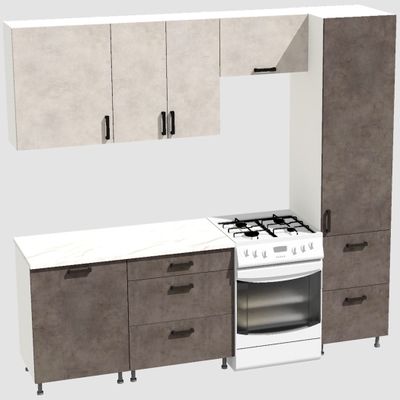 Кухня Эконом 1,8 метра с колонкой (1300х500) Цвет: Цемент светлый/Цемент темный