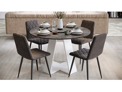 Стол обеденный Райнер Тип 1 Белый/Ателье темный