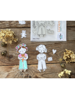 Набор штампов для скрапбукинга "Девочка-лето"