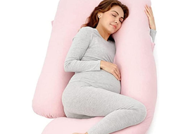 Подушка для беременных G холлофайбер наволочка  сатин цвет Пудра сатин страйп