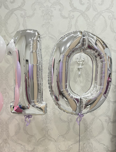 Цифра 102 см с гелием Серебро