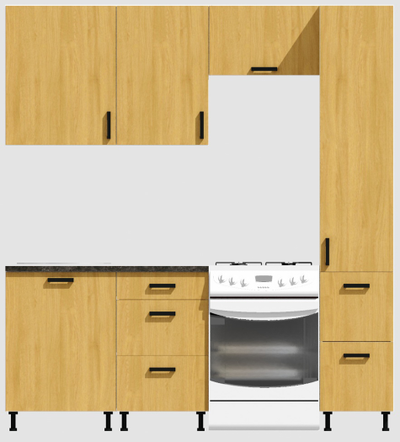 Кухня Эконом 1,5 метра с колонкой (1100х400) Цвет: Дуб Сонома/Дуб Сонома