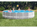 Каркасный бассейн INTEX Prism Frame Grey Wood Premium (круг) 5.49 х 1.22 м ; артикул 26744