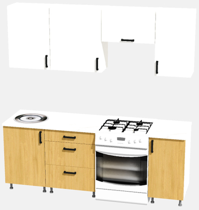 Кухня Эконом 1,5 метра (1100х400) Цвет: Белый/Дуб Сонома