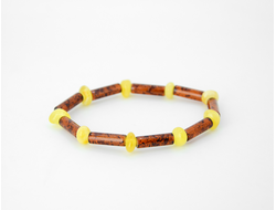 Браслет "Цилиндры" с белым янтарем