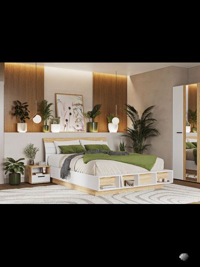 Санса КР-01 Кровать 1.4х2.0 Сонома/Белый