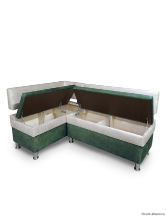 Кухонный угловой диван "Форум-4", Зеленый/Слоновая кость Левый