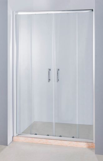 Стеклянная душевая раздвижная дверь, Водный Мир ВМ-ТА-2 160, прозрачная, 160х185 см.