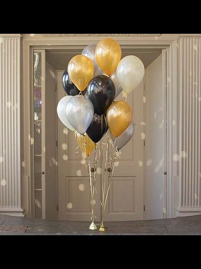 15 Гелиевых Шаров "Золото/Серебро"