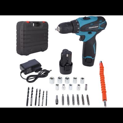 Аккумуляторная дрель-шуруповерт с набором PROFIPOWER MK-12BT