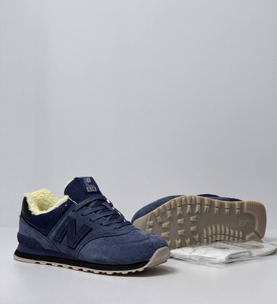 New Balance 574  Total Blue с мехом