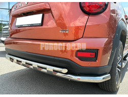 Защита заднего бампера угловая большая двойная с  перемычками Папа Тюнинг d60/42 для Haval H7 2025-