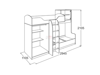 КРОВАТЬ 2-Х ЯРУСНАЯ №2 ОМЕГА-18