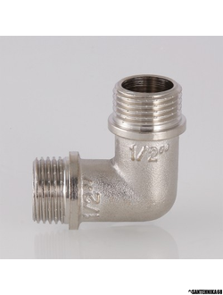 Уголок латунный никелированный Valtec VTr.093 шш 1/2 3/4 1 резьба наружная - наружная