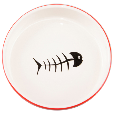 Миска Mr.Kranch керамическая для кошек красно-белая 300 мл