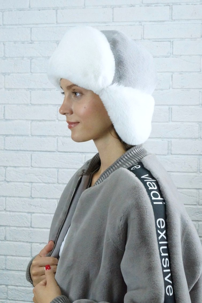 Ушанка "Гармония" цвет серебро + белый