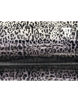 Сетка-стрейч принт Градиент + Леопард, цв. Белый
