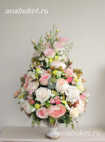Композиция из искусственных цветов Бурже  № Б006/Купить в интернет магазине AOABUKET.ru