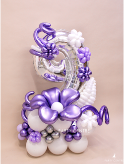 Напольная композиция с цифрой 9 silver&violet