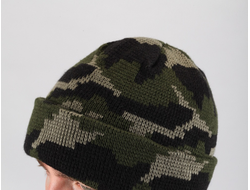 Шапка трикотажная кмф "Лес", двойная вязка.