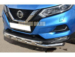 Защита переднего бампера двойная с перемычками d60/42 для Nissan Qashqai (2019-...)