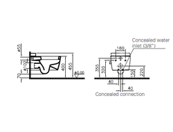 Подвесной унитаз Vitra Metropole, с функциями VitrAflush и VitrAfresh,  56 см (безободковый, с емкостью для чистящей жидкости с функцией биде и встроенным смесителем), 7672B003-1687