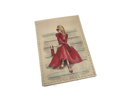 Обложка на студенческий билет с принтом "Девушка в красном"