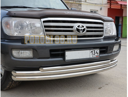 Защита переднего бампера тройная d60/60/42 для Toyota Land Cruiser 100 (1998-2006)
