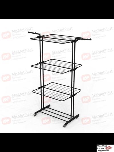 WR230B Сушилка для белья черная металлическая напольная на колесах