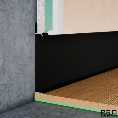 Плинтус скрытого монтажа PRO DESIGN Universal 235 черный Муар RAL 9005
