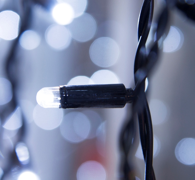 Гирлянда занавес уличная 2 х 1.5 м, 360LED, IP65, 220V, нить тёмная, свечение белое, тепло-белое.