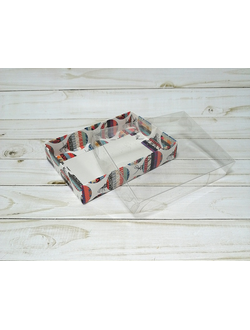 Коробка картонная для пряников 150х105х30 мм с пластиковой крышкой Новогодние шары