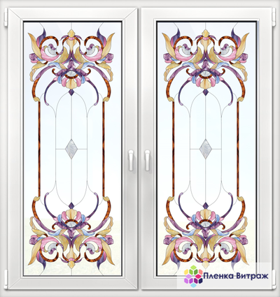 Витражная пленка, витражная пленка самоклеющаяся, пленочный витраж с классическим рисунком матовый
