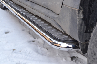 Защита порогов с алюм. площадкой 51 мм (НПС) RENAULT Duster 2021-. Арт. RDU-21-220301.00