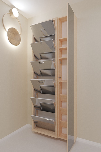 Обувница Айрон-6 Дуэт (фасад Зеркало)