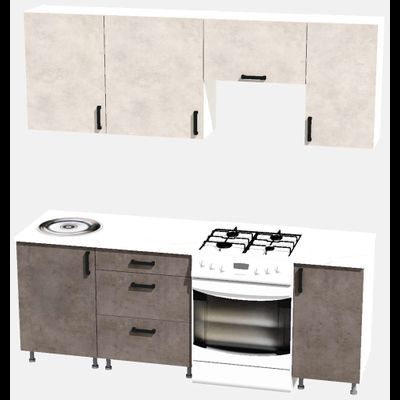 Кухня Эконом 1,5 метра (1100х400) Цвет: Цемент светлый/Цемент темный