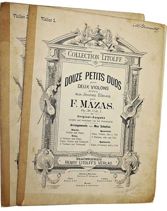 Mazas F. Douze petits duos pour deux violons. Op.38, Cah.I. В 2-х  парт.