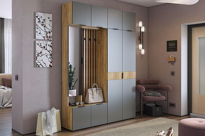 Композиция Прихожей БЕРИ Дуб Крафт золотой/Графит