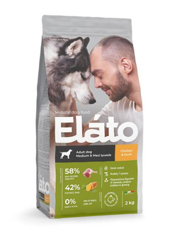 Elato (Элато) корм для взрослых собак средних и крупных пород с курицей и уткой 2 кг