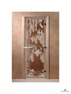 Дверь стеклянная для бани и сауны "Березка" Бронза  8мм Ольха 1900*700