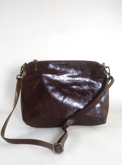 (АРТИКУЛ: 10106/1/8) СУМКА МЕШОК ЖЕНСКАЯ, БОЛЬШАЯ, НАТУРАЛЬНАЯ КОЖА С ГЛЯНЦЕМ, БОРДОВАЯ, БЕЗ ПОДКЛАДКИ, ШИРОКАЯ РУЧКА ЧЕРЕЗ ПЛЕЧО