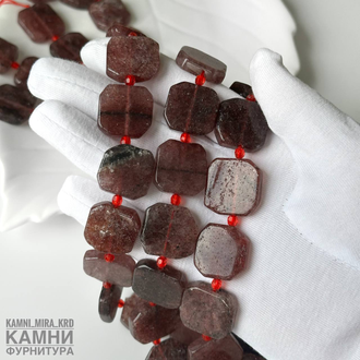 Авантюрин розовый крупные плоские фигурные бусины 18-20 мм, цена за нить 19 см