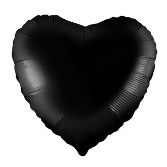 Шар фольгированный с гелием"Сердце черный" 45см