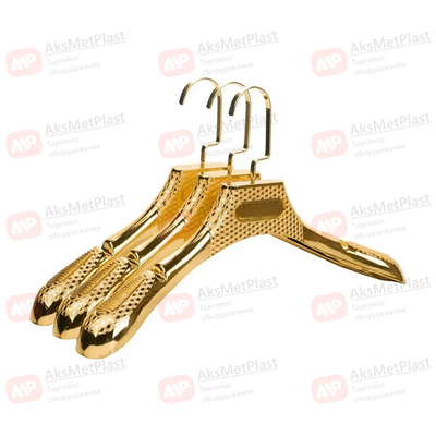AM109 Вешалка-плечики пластиковая для одежды "шахматная" цвет: золото L= 440 мм