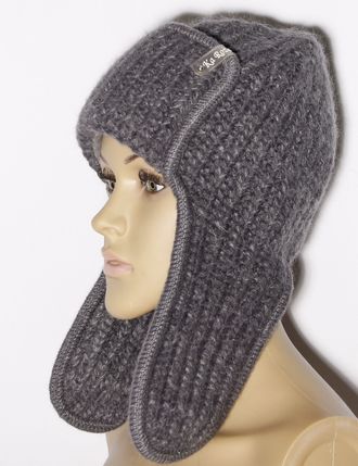 Екатеринбург. Ушанка женская "Мохер резинка" 11600 графит, чайная роза