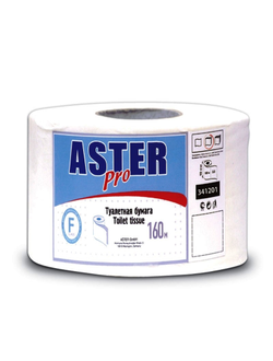 Бумага туалетная для диспенсера Aster 2сл бел 100%цел втул 160м 12рул/упак 341201